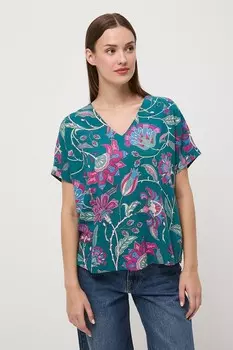 Блузка с добавлением льна Medicine, бирюзовый