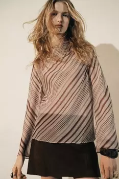 Блузка с драпированной полосой - коллекция zw ZARA, полосатый