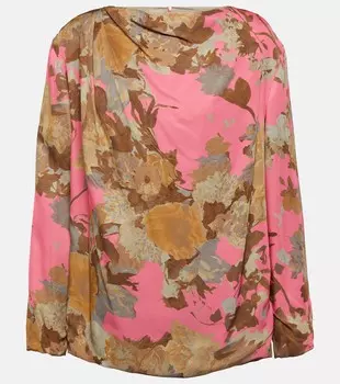 Блузка с драпировкой и принтом Dries Van Noten, мультиколор