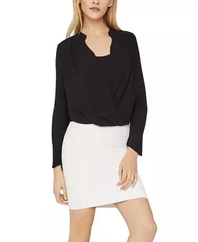 Блузка с драпировкой спереди BCBGMAXAZRIA, черный