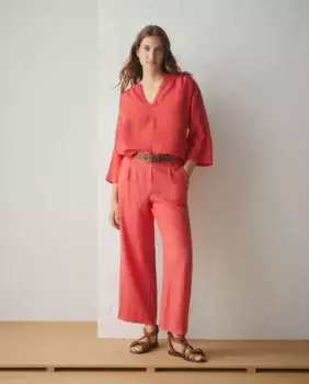 Блузка с французскими рукавами и льном Lloyd's, красный