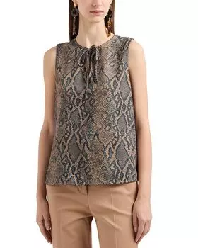 Блузка с галстуком и змеиным принтом Emporio Armani, мультиколор