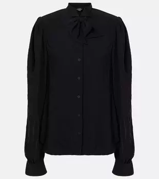 Блузка с галстуком из крепа Balenciaga, черный
