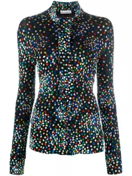 Блузка с геометричным принтом и длинными рукавами Rabanne, черный