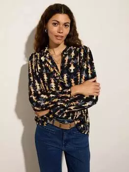 Блузка с ивовыми оборками Baukjen, темно-синий/разноцветный