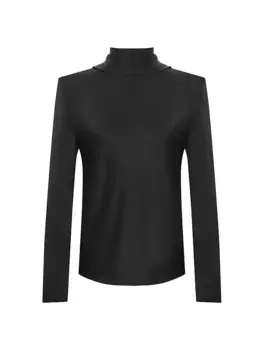 Блузка с капюшоном из шелкового атласа Saint Laurent, черный