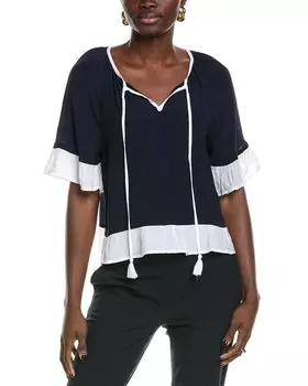 Блузка с контрастной отделкой от Nanette by Nanette Lepore, синий