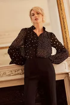 Блузка с контрастным принтом Mint Velvet, черный