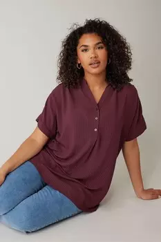 Блузка с коротким рукавом и полузастежкой Evans, красный