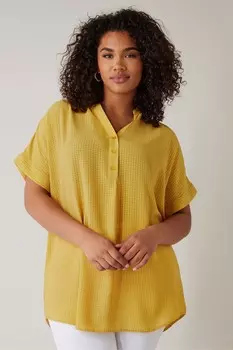 Блузка с коротким рукавом и полузастежкой Evans, желтый