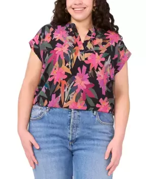 Блузка с коротким рукавом и принтом, plus size Vince Camuto, мультиколор