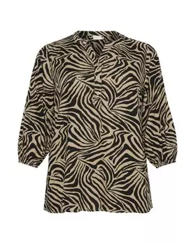 Блузка с коротким рукавом KAFFE CURVE Blouse Mille, темно-бежевый