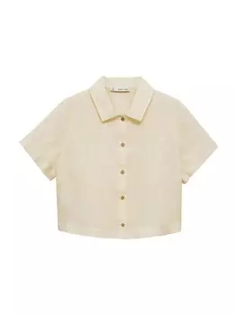 Блузка с коротким рукавом MANGO Blouse TAMARIU, бежевый