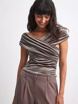 Блузка с коротким рукавом NA-KD Blouse, серый