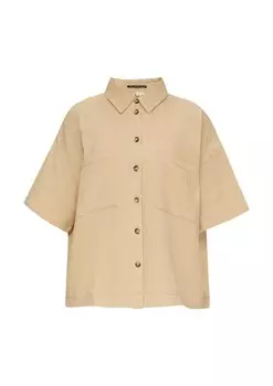 Блузка с коротким рукавом QS Blouse, бежевый