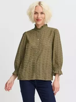 Блузка с коротким рукавом рубашка pzgeogina Pulz Jeans, бежевый