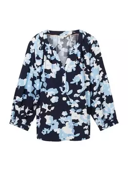 Блузка с коротким рукавом TOM TAILOR Blouse, темно-синий/светло-синий