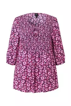 Блузка с коротким рукавом Ulla Popken Blouse, цвет blue/dark pink