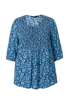 Блузка с коротким рукавом Ulla Popken Blouse, цвет marine blue/azure