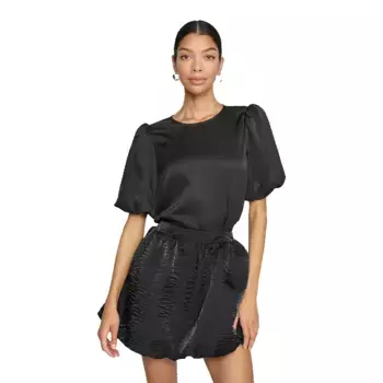 Блузка с коротким рукавом Vila Ellette Satin Puff, черный