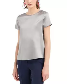 Блузка с короткими рукавами Emporio Armani из эластичного шелка, серый