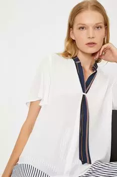 Блузка с короткими рукавами и деталью шарфа Koton, экрю