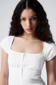 Блузка с короткими рукавами и квадратным вырезом Weekday, белый