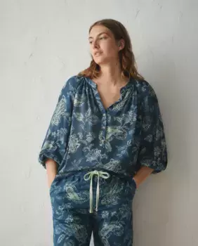 Блузка с короткими рукавами и принтом Lloyd's, синий