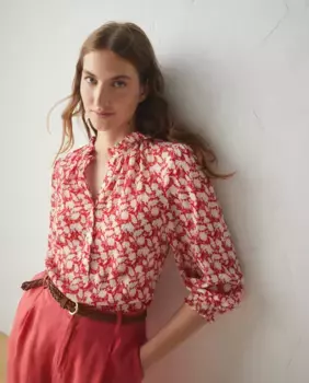 Блузка с короткими рукавами и принтом Lloyd's, красный