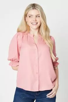 Блузка с короткими рукавами и пуговицами спереди Dorothy Perkins, черный