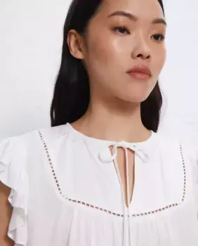 Блузка с короткими рукавами и рюшами Easy Wear, цвет Blanco roto