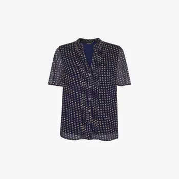 Блузка с короткими рукавами и узором «Spotted-Hoop» Whistles, синий