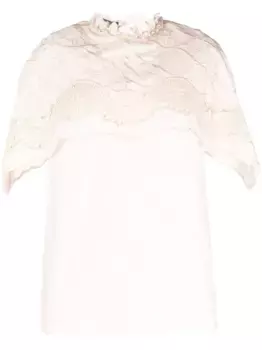 Блузка с короткими рукавами и вышивкой Alberta Ferretti, розовый