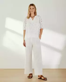 Блузка с короткими рукавами и вышивкой Southern Cotton, цвет Blanco roto