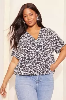 Блузка с короткими рукавами и запахом Curves Like These, черный