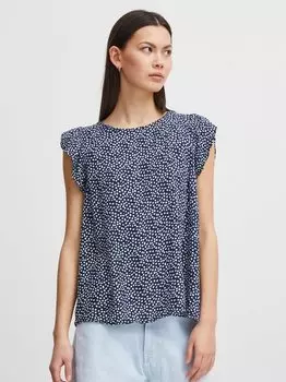Блузка с короткими рукавами Ichi, синий