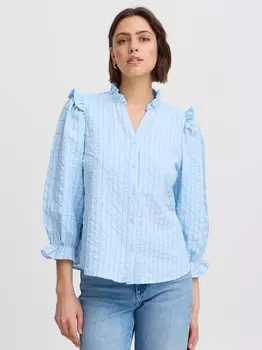 Блузка с короткими рукавами ixsanja ms Ichi, голубой