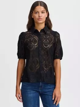 Блузка с короткими рукавами ixsilja ms Ichi, черный