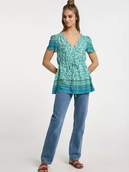 Блузка с короткими рукавами Usha, бирюзовый