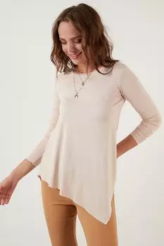 Блузка с круглым вырезом асимметричного кроя 5863545 Lela, серый