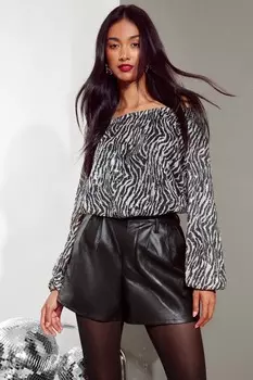 Блузка с круглым вырезом и длинными рукавами Friends Like These, черный