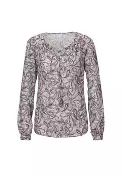 Блузка с круглым вырезом и уникальным принтом Madeleine, мультиколор