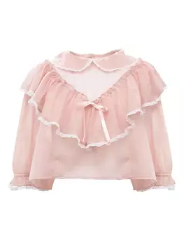 Блузка с кружевной отделкой и оборками Jenny Fax, розовый