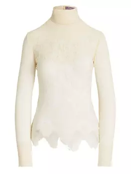 Блузка с кружевной отделкой Ralph Lauren Collection, нейтральный