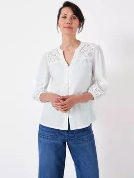 Блузка с кружевными деталями Flora Crew Clothing, белый