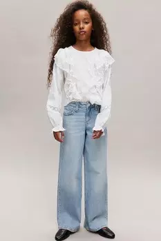 Блузка с кружевными воланами H&M, белый