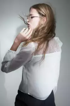 Блузка с кружевными вставками и рукавами-буфами H&M, белый