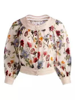 Блузка с кружевом Alice + Olivia, нейтральный