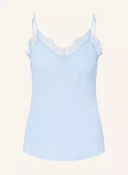 Блузка с кружевом на люверсах Patrizia Pepe, голубой