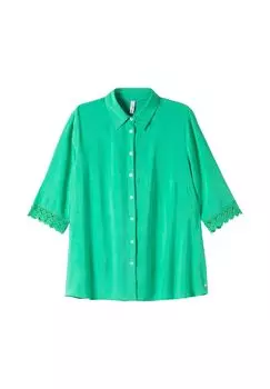 Блузка с кружевом на рукаве 3/4, мягкая, струящаяся, качественная sheego, цвет Blattgrn